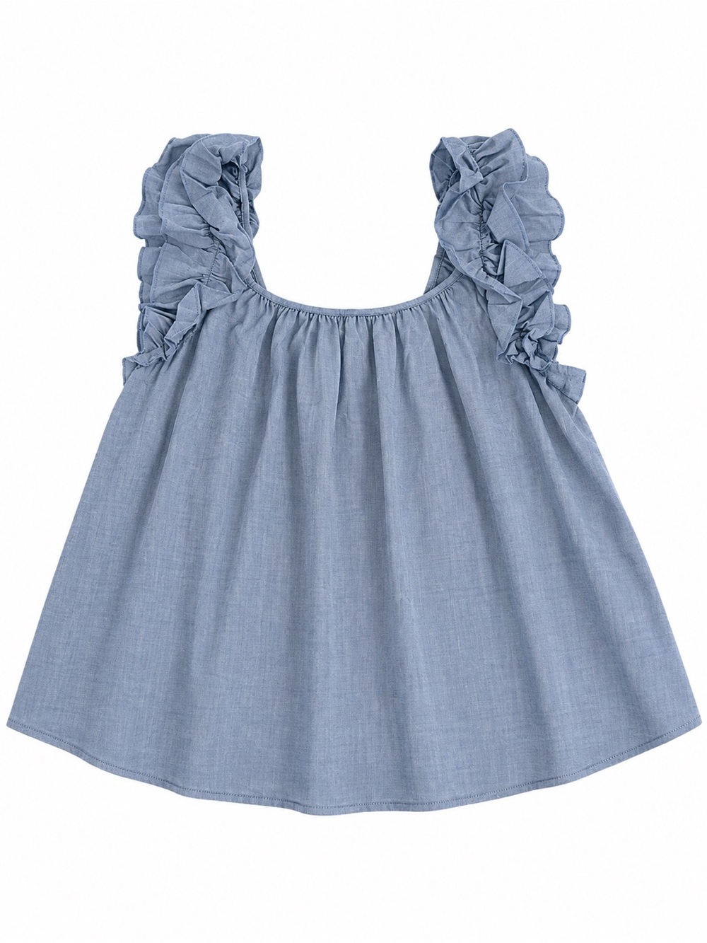 Express Light Blue Ruffle-Shoulder Tank Top